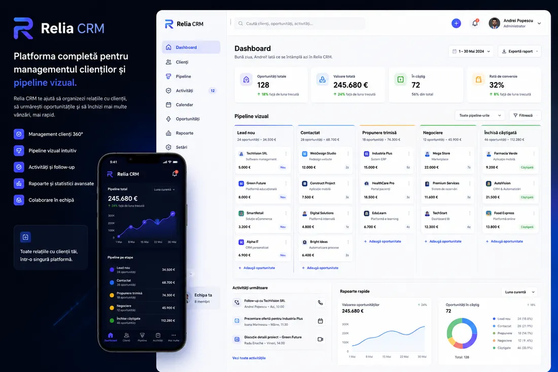 Relia CRM — proiect software dezvoltat de BuildScale